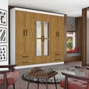 Ver mais imagens de Guarda Roupa Casal 6 Portas 4Gavetas e Espelho Freijó/Branco