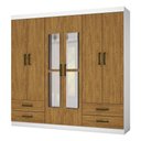 Ver imagem 1 de Guarda Roupa Casal 6 Portas 4Gavetas e Espelho Freijó/Branco