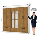 Ver imagem 3 de Guarda Roupa Casal 6 Portas 4Gavetas e Espelho Freijó/Branco