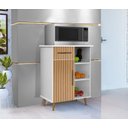 Ver imagem 1 de Móvel de Cozinha Cristal – Balcão Fruteira com 1 Porta, 1 Gaveta e Espaço Micro-ondas Branco Ripado