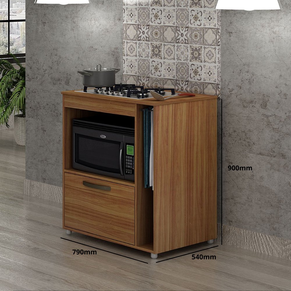 Balcão para Cooktop e Forno Bia CHF Moveis Carvalho | MadeiraMadeira