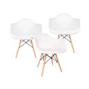 Ver imagem 4 de Conjunto 3 Cadeiras com Braços Louis Eames Branca Jantar Recepção Escritorio