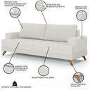 Ver imagem 3 de Sofá 3 Lugares 200cm Living Pés Curvos Santi D05 Linho Cru - Mpozenato