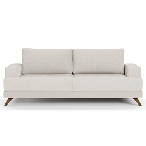 Sofá 3 Lugares 200cm Living Pés Curvos Santi D05 Linho Cru - Mpozenato