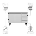 Ver imagem 4 de Balcão de Cozinha com Pia Inox 100cm 3 Gavetas Andréia Branco - AJL Móveis