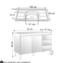 Ver imagem 5 de Balcão de Cozinha com Pia Inox 100cm 3 Gavetas Andréia Branco - AJL Móveis