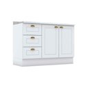 Ver imagem 1 de Balcão de Cozinha Americana P/ Pia 3 Gavetas e 2 Portas C/tampo 120cm Branco - Henn