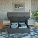 Ver imagem 2 de Cama Box Baú Viúva Cinza + Colchão Paris Molas Ensacadas Suede Cinza/cinza