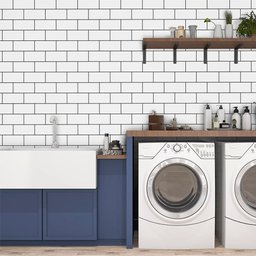 Papel de Parede Adesivo Cozinha Alta Temperatura Azulejo Metro White - 9