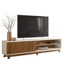 Ver imagem 1 de Rack Bancada Arcade Ripado 2.1 para TV até 75” Cinamomo Mel/Off White - PR Móveis