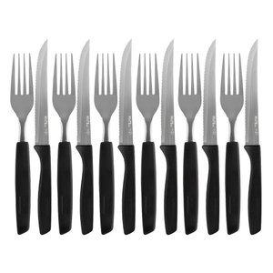 Jogo 6 Garfos e 6 Facas de Mesa Jantar New Caprese Preto Fratelli Inox