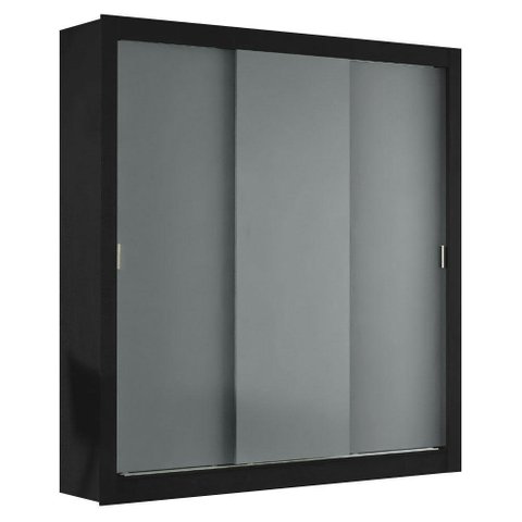 Guarda-roupa Casal Mônaco 3 Portas Preto/Cinza Preto/Cinza