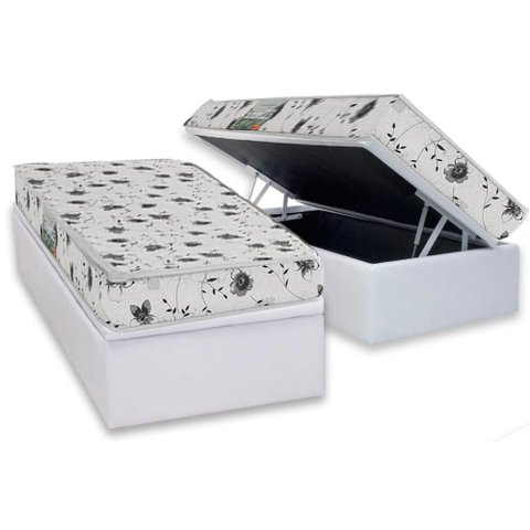 Conjunto Box Baú Solteiro: Colchão Espuma Herval D23 Sonum Liso + Base Crc Linhão White (88x188)
