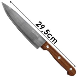 Kit Conjunto de Facas Para Churrasco Madeira e Inox Talberg® 3 Peças - 3