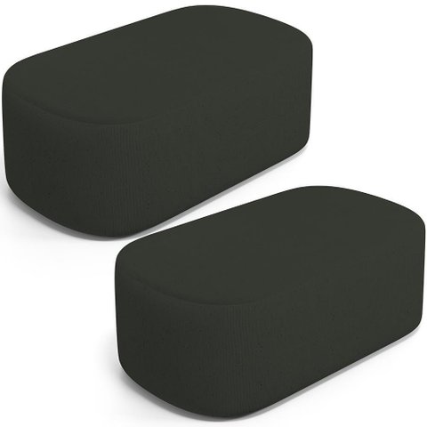 Kit 02 Puffs Decorativos Orgânicos para Living Quarto 100cm Doha W01 Linho Verde Musgo - Lyam Decor