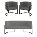 Ver imagem 1 de Kit 2 Poltronas + Sofá 2 Lugares Base de Metal Black Veludo Cor:cinza