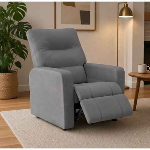 Poltrona do Papai Reclínavel Matrix Suede - Élpis Móveis - Cinza Escuro