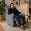 Ver imagem 3 de Poltrona do Papai Reclínavel Matrix Suede - Élpis Móveis - Cinza Escuro