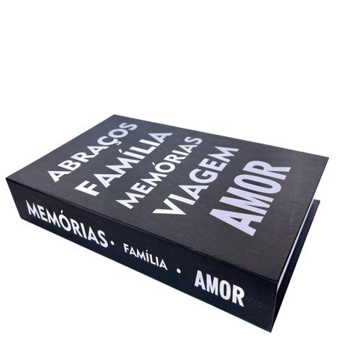Livro Caixa Porta Objetos Preto para Decorar com Tampa