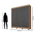 Ver imagem 4 de Roupeiro 203m com 3 Portas de Correr 3 Gavetas - Nature/cinza Móveis Leão