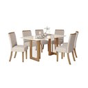 Ver imagem 1 de Mesa Jantar Yara 160 6 Cadeiras Malu Linho - Henn