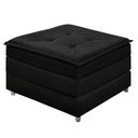 Ver imagem 1 de Puff Preto que Vira Cama Solteiro com Rodízios e Baú para Sala Quarto Visitas