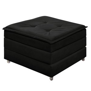 Puff Preto que Vira Cama Solteiro com Rodízios e Baú para Sala Quarto Visitas