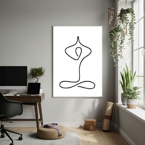 Quadro Decorativo Arte Minimalista Yoga-70x50cm Mold Preta