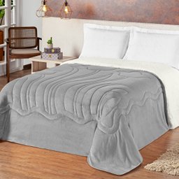 Coberdrom Cobertor Edredom King Manta Dupla Face Cinza - 1