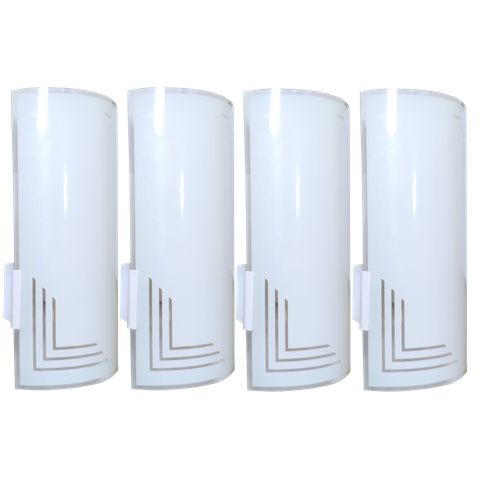 Kit 4 Arandela Calha de Parede com Vidro Pintado:canto Filetado/branco