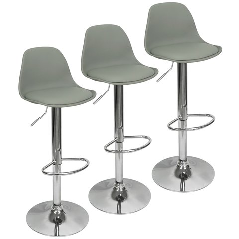 Kit 3 Banquetas Joly Luisa Eames Saarinen Base Giratória Cromada - Cinza