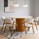 Ver imagem 4 de Mesa de Jantar 6 Lugares Redonda 135cm Verbena N01 Ypê Off White - Lyam Decor
