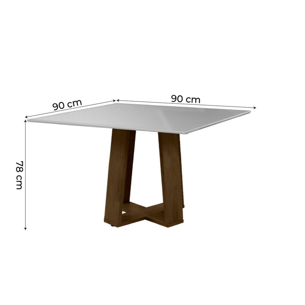 Conjunto de Mesa Sala de Jantar Atenas com 4 Cadeiras Carvalho/Off White/Bege 0,90m Dobuê - 8