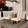 Conjunto de Mesa Sala de Jantar Atenas com 4 Cadeiras 90 cm - Carvalho/Off White/Bege - Dobuê - 1