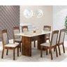 Conjunto Sala de Jantar Mesa Tampo de Vidro Off White Urca 6 Cadeiras Alice Sonetto Móveis - 1