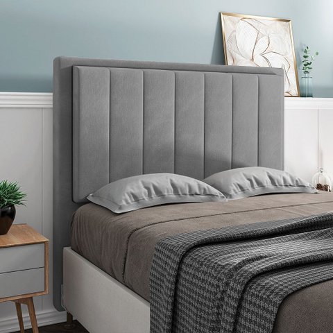 Cabeceira Casal Queen Cama Box 160cm para Quarto Opala Suede Cinza M11 - D’Rossi