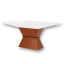 Ver imagem 1 de Mesa de Jantar Retangular Topazio 180 x 100 cm Madeira Maciça MDF Imbuia Vidro Off White - RMI
