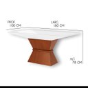 Ver imagem 2 de Mesa de Jantar Retangular Topazio 180 x 100 cm Madeira Maciça MDF Imbuia Vidro Off White - RMI
