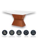 Ver imagem 3 de Mesa de Jantar Retangular Topazio 180 x 100 cm Madeira Maciça MDF Imbuia Vidro Off White - RMI