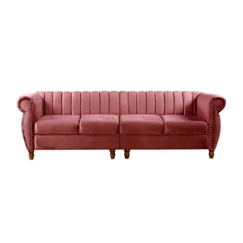 Sofá Realeza 4 Lugares Cor:suede Rosa 280