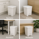 Ver imagem 4 de Lixeira com Pedal 14 Litros de Plastico Flat Lisa com Aro Porta Saco Livre de Bpa Cozinha Banheiro:b