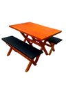 Ver imagem 2 de Mesa para Área Externa com 2 Bancos sem Encosto Estofado 120x80cm Kit Churrasco Mel
