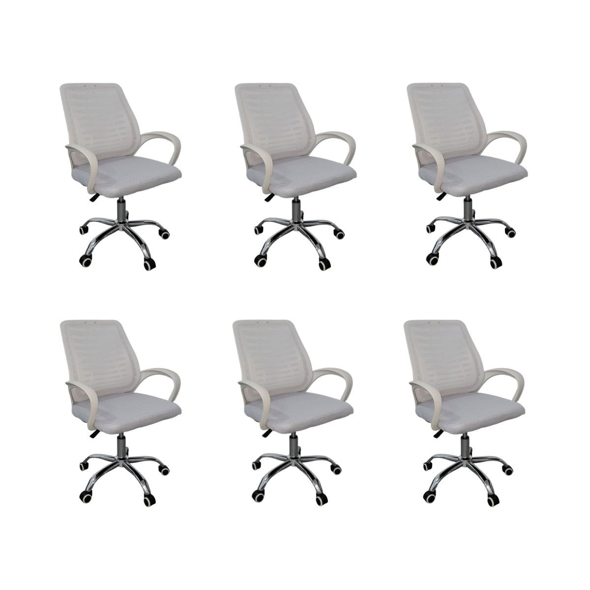 Kit 6 Cadeiras de Escritório Esteirinha Tela Mesh Branco - 2