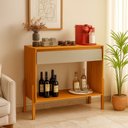 Ver imagem 1 de Aparador Barzinho Cantinho do Café Pés Modernos Madeira Lyba: Cinza / Nature