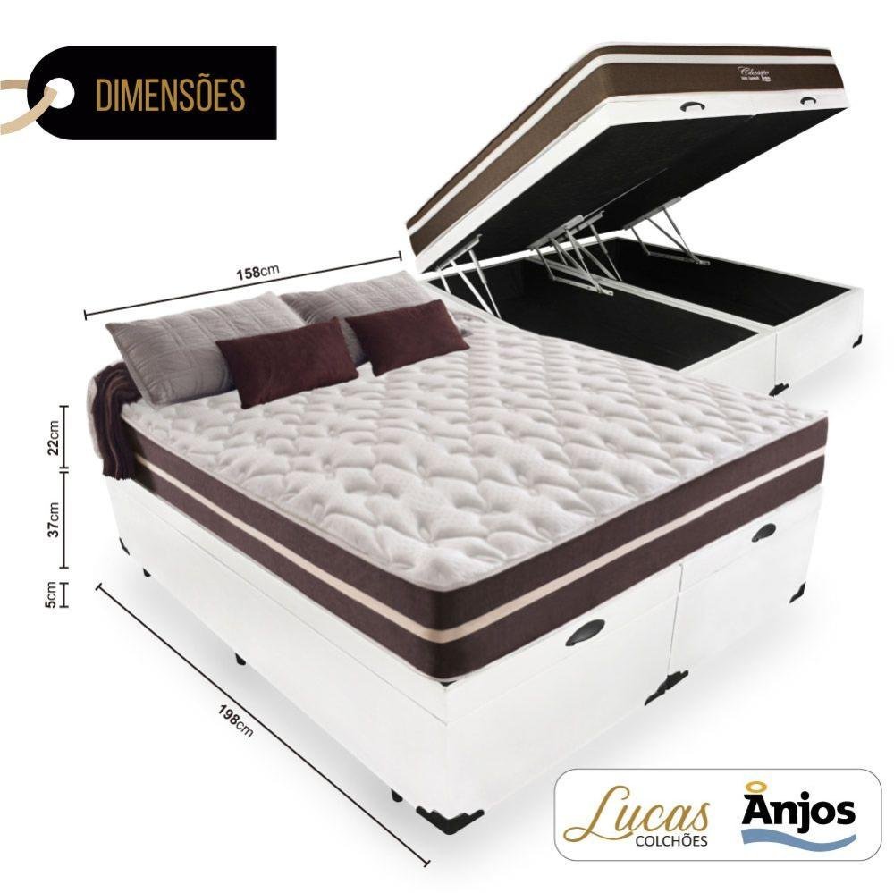 Cama Box com Baú Queen + Colchão de molas Anjos Classic Superlastic 158cm - 2