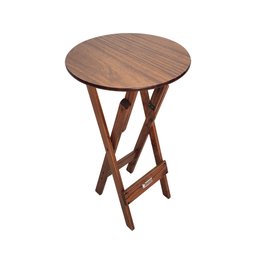 Conjunto Bistrô Mesa Dobrável de Madeira Redonda com 2 Banquetas Imbuia - Tarimatã - 3