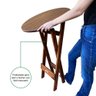 Conjunto Bistrô Mesa Dobrável de Madeira Redonda com 2 Banquetas Imbuia - Tarimatã - 4