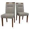 Conjunto Com 2 Cadeiras Estofadas Lectus Cor Imbuia Linho Cinza Claro New Ceval 13040-330 - AMENDOA/ - 1