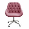 Cadeira Escritório Giratória Lua Capitonê Poltrona com Rodinhas Home Office - Suede Rosa - 2