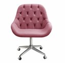Ver imagem 2 de Cadeira Escritório Giratória Lua Capitonê Poltrona com Rodinhas Home Office - Suede Rosa